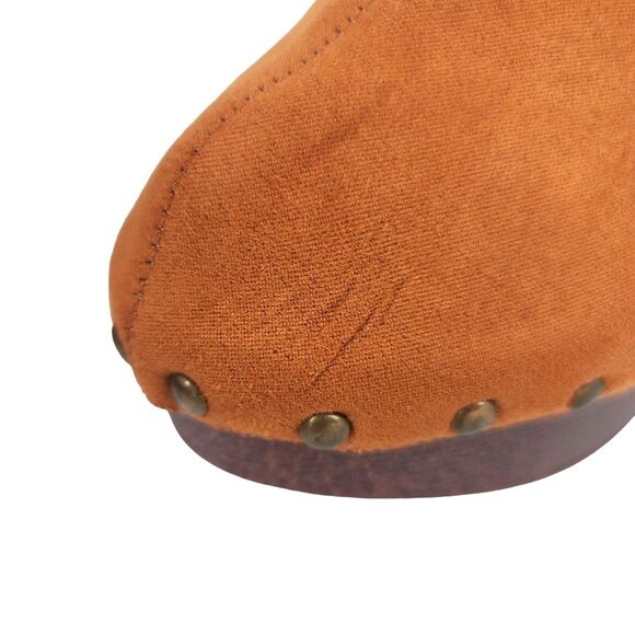 Olivia Miller Studded Lia Clog Heel Cognac Size 8 - Picture 8 of 12